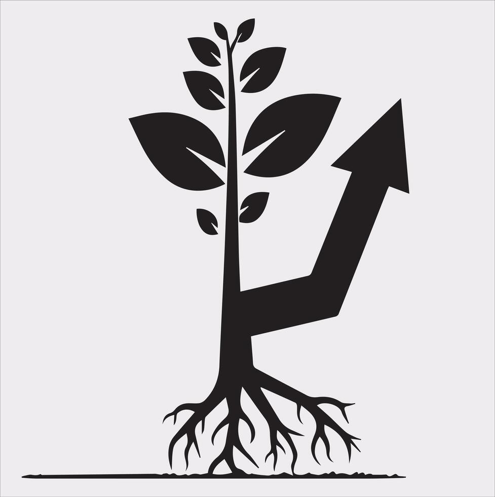 growth tree silhouette on white background vector