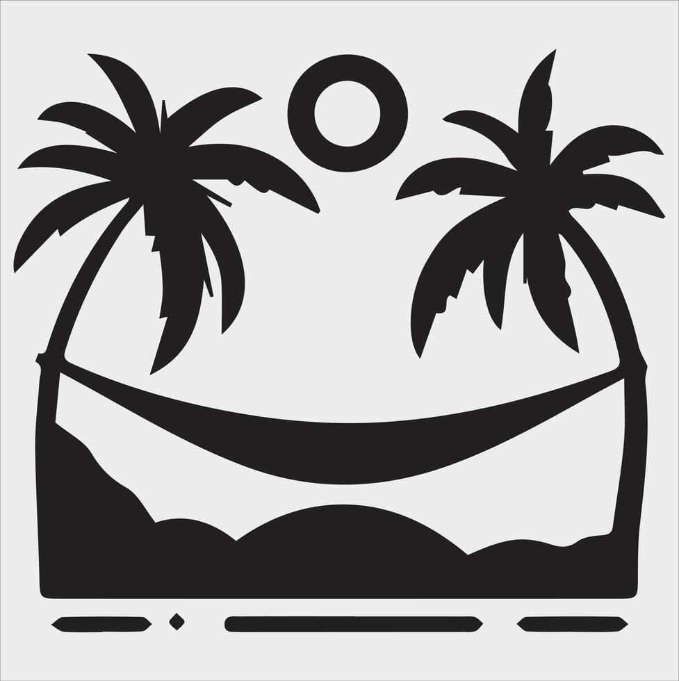 Relax hammock silhouette illustration on white background vector