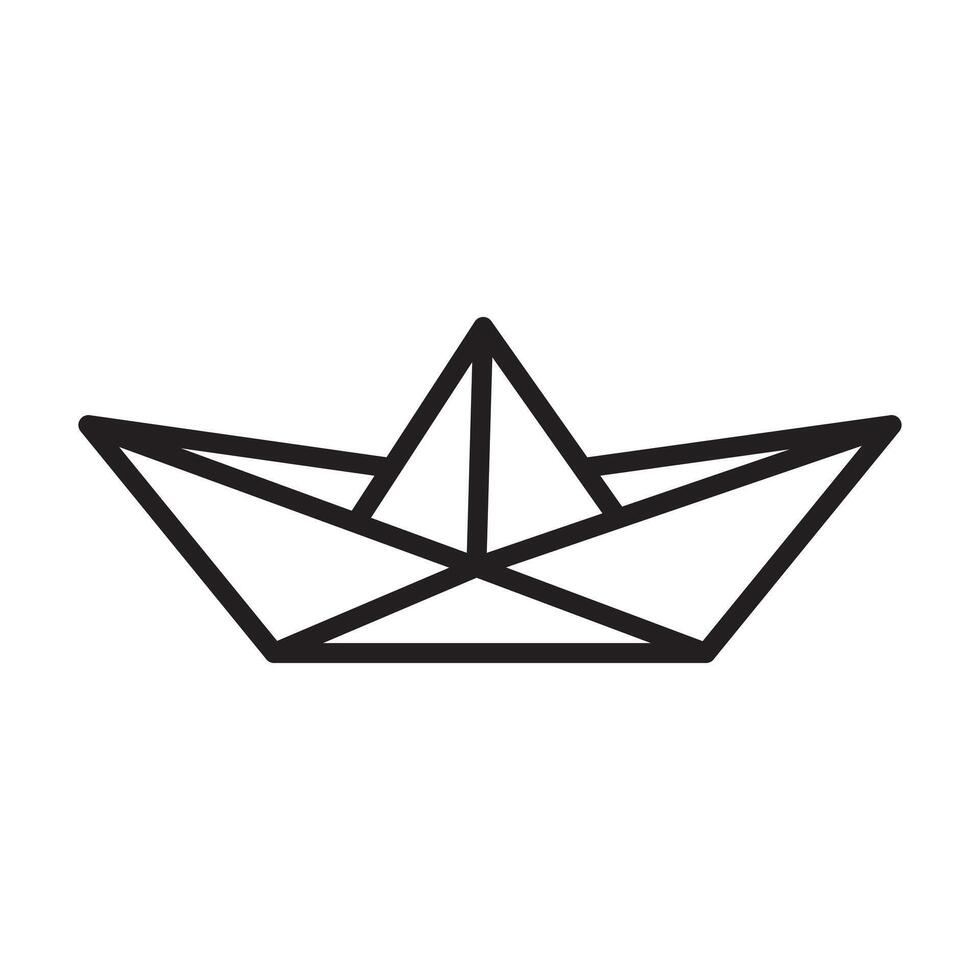 Paper boat icon Black line art logo vector