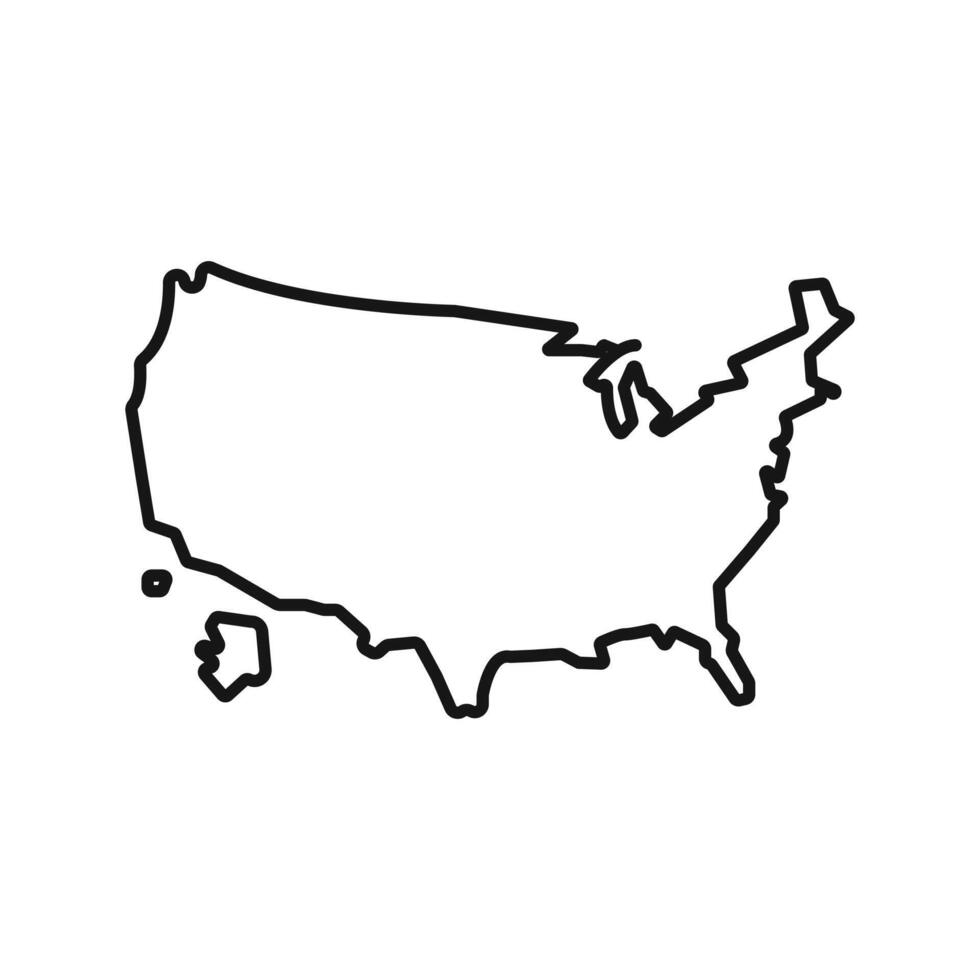 USA Map icon Black line art logo vector