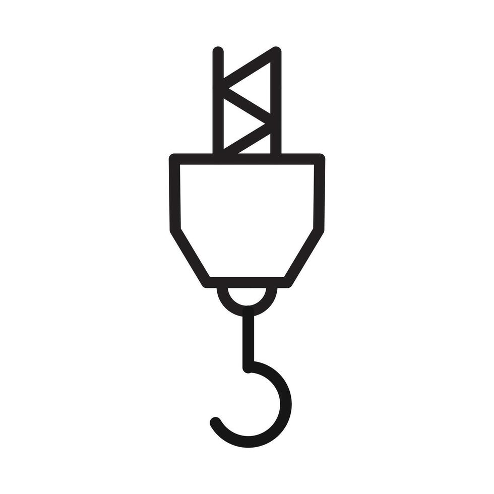 Crane hook icon Black line art logo vector