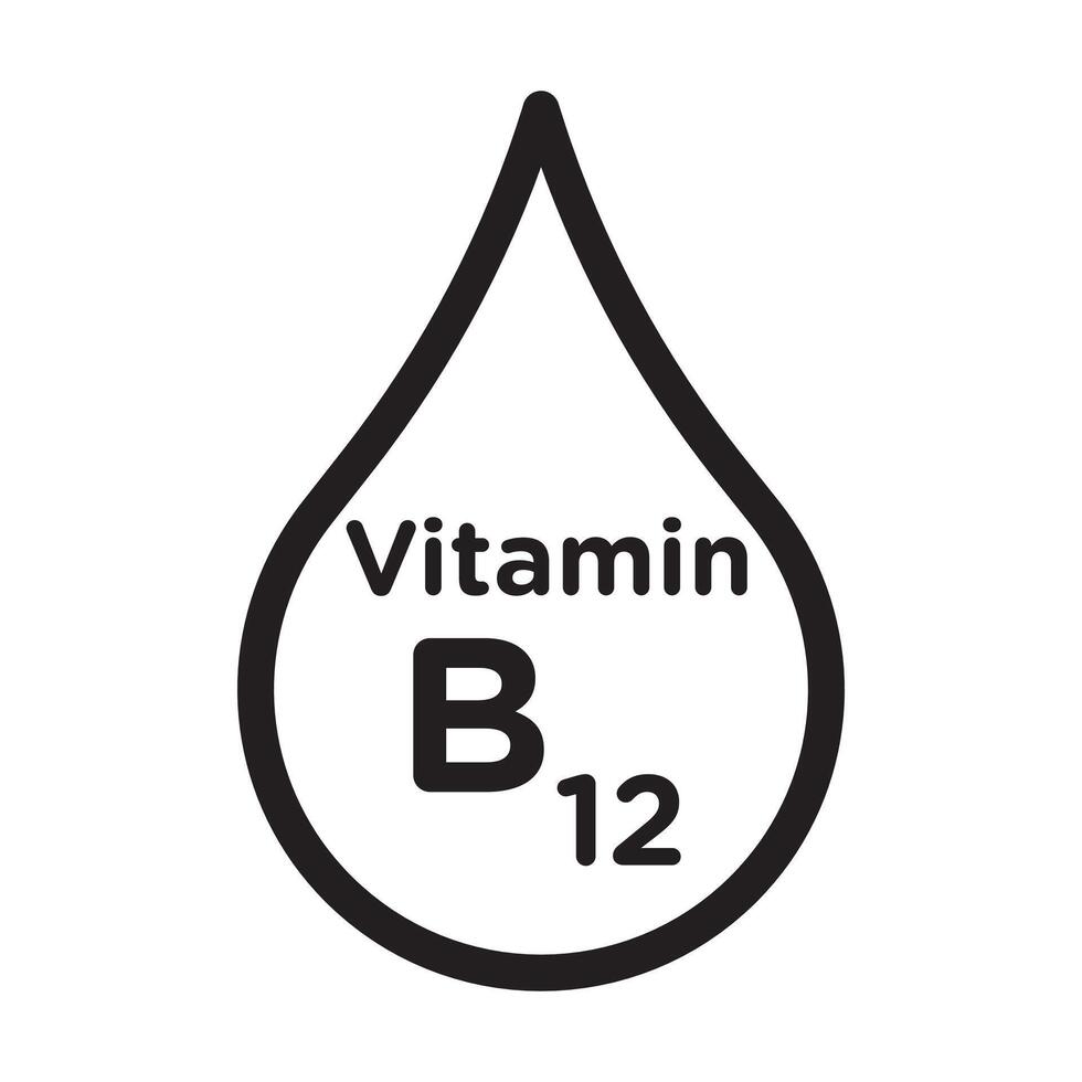 Vitamin B12 drop icon Black line art logo vector