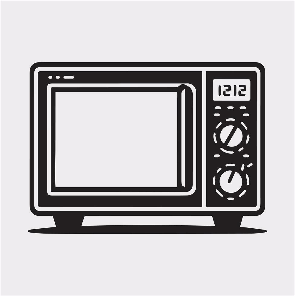 Microwave line art silhouette on white background vector