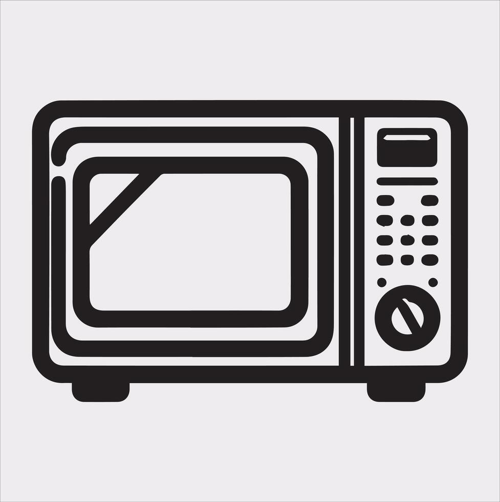 Microwave line art silhouette on white background vector