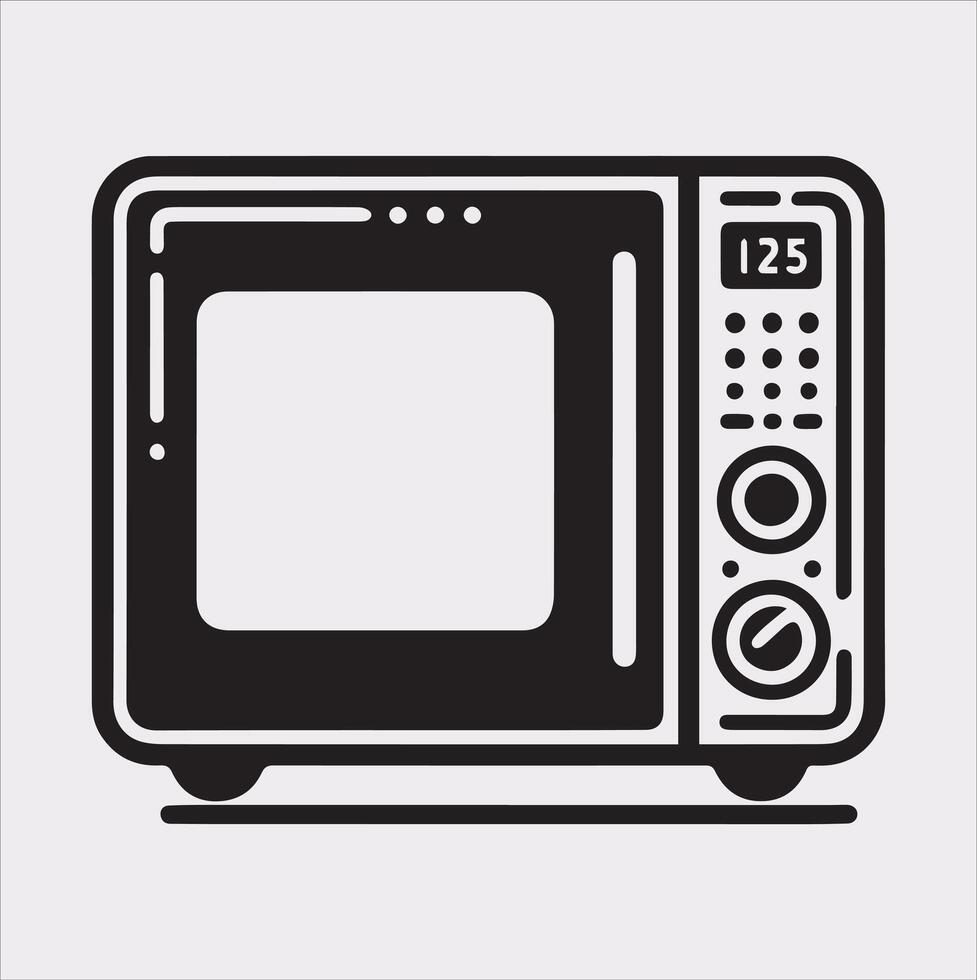 Microwave line art silhouette on white background vector