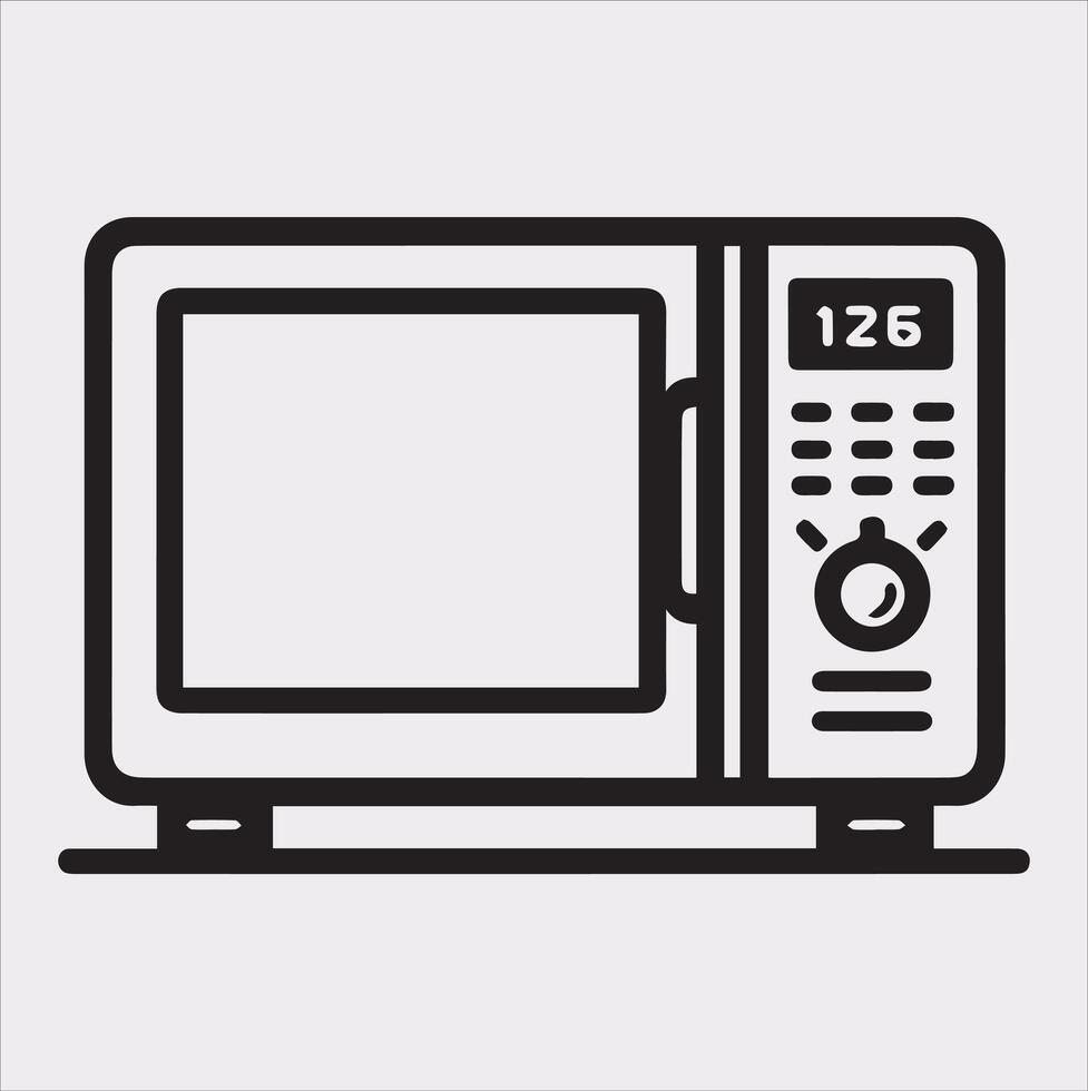 Microwave line art silhouette on white background vector