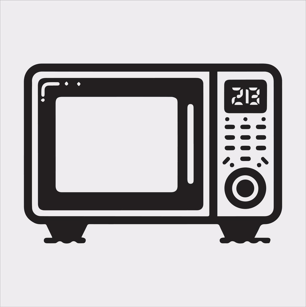 Microwave line art silhouette on white background vector