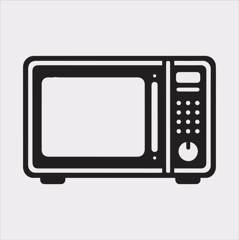 Microwave line art silhouette on white background vector