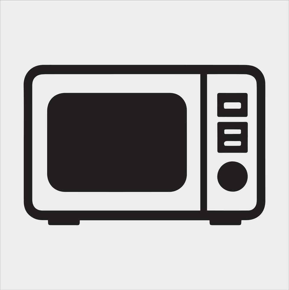 Microwave line art silhouette on white background vector
