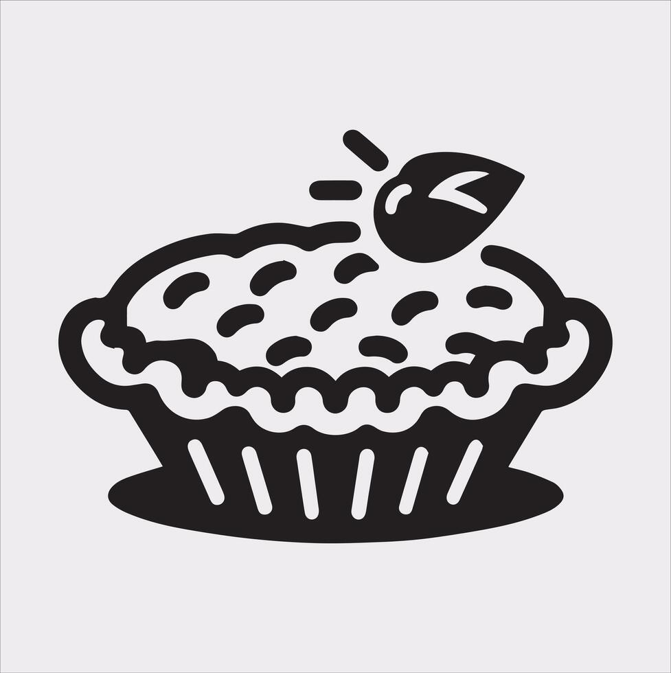 Pie icon silhouette on white background vector