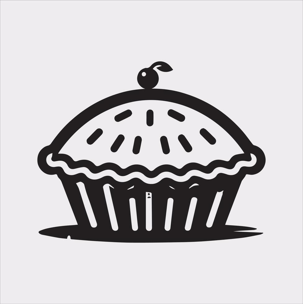 Pie icon silhouette on white background vector