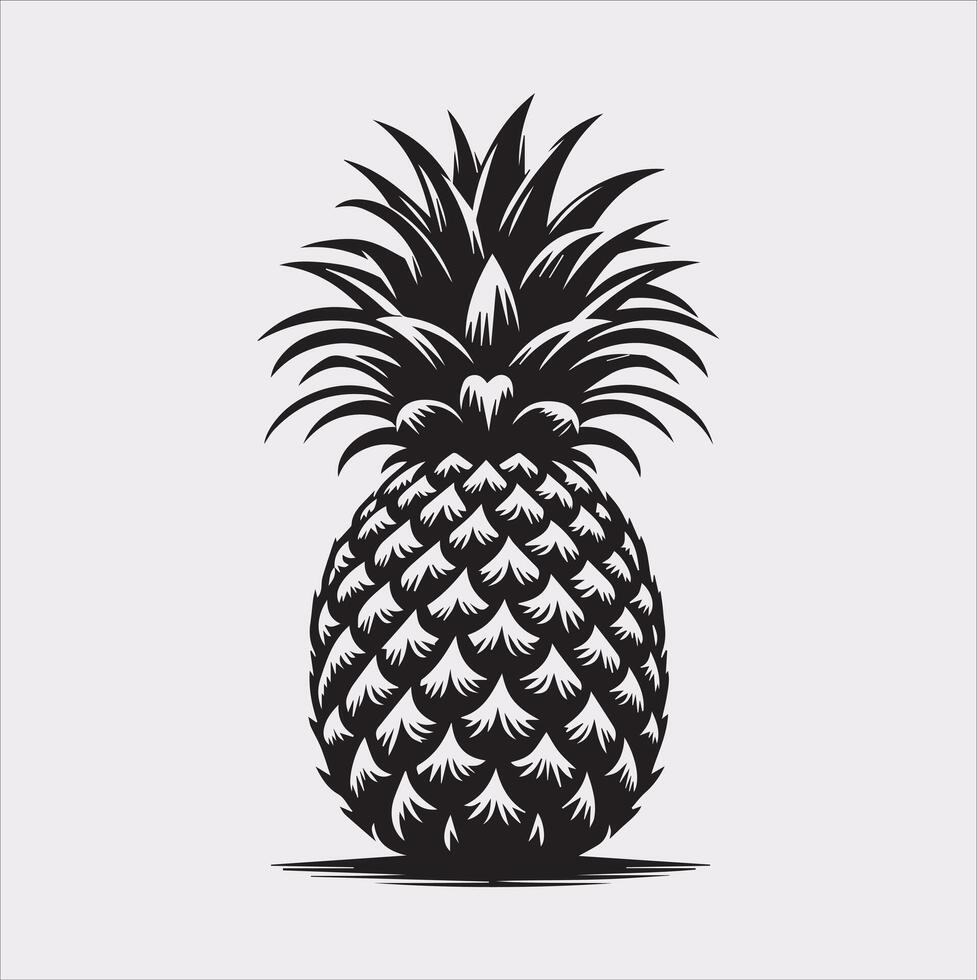 pineapple silhouette on white background vector