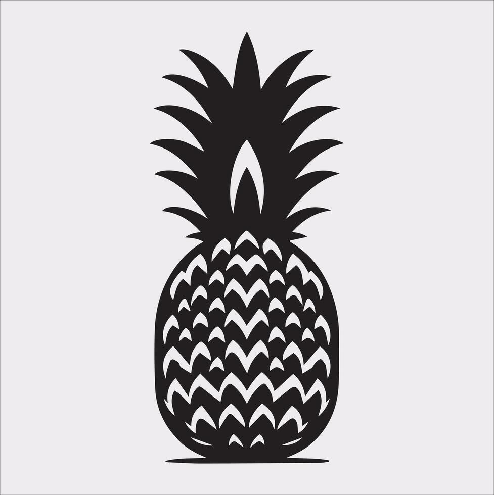 pineapple silhouette on white background vector