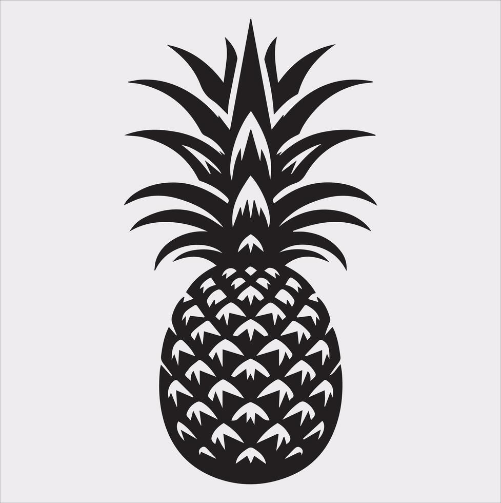 pineapple silhouette on white background vector