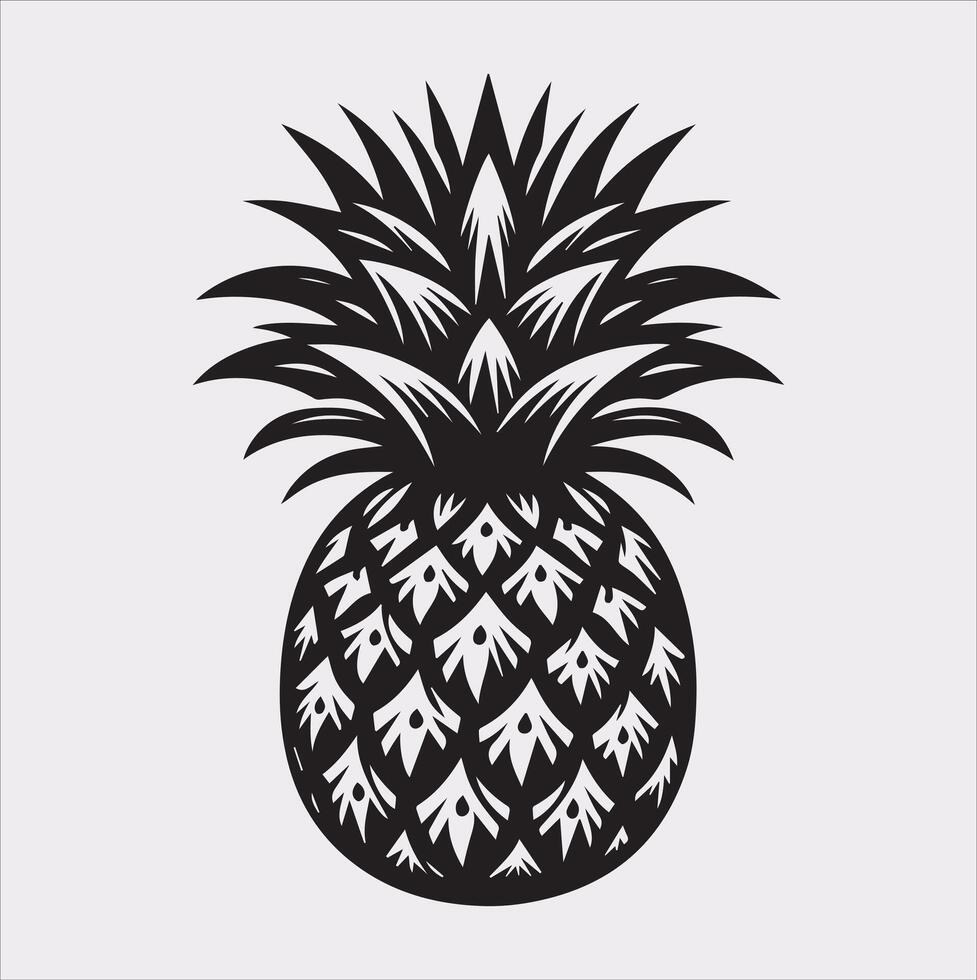 pineapple silhouette on white background vector