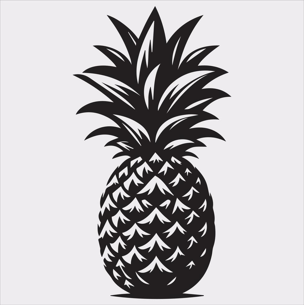 pineapple silhouette on white background vector