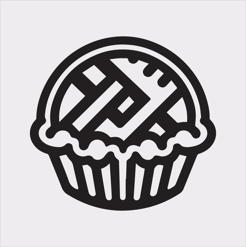 Pie icon silhouette on white background vector