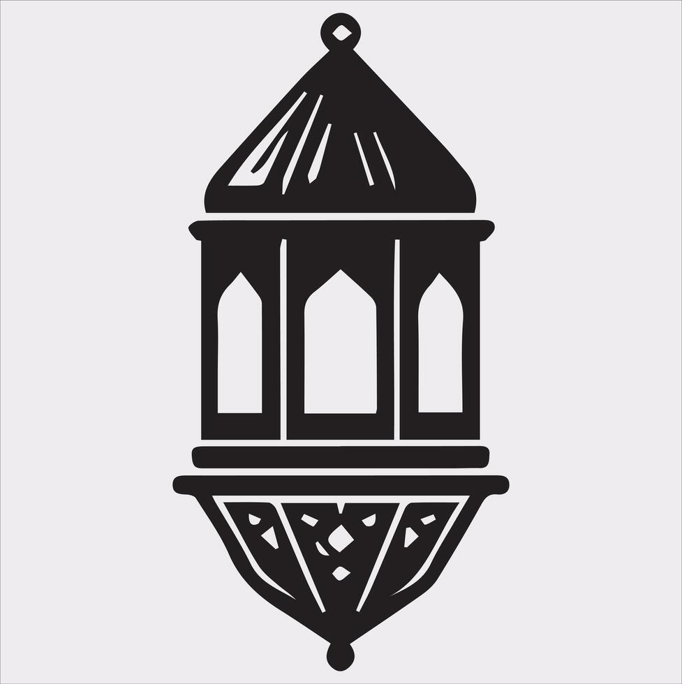 Ramadan lanterns silhouette simple and clean flat line art lamp on white background vector
