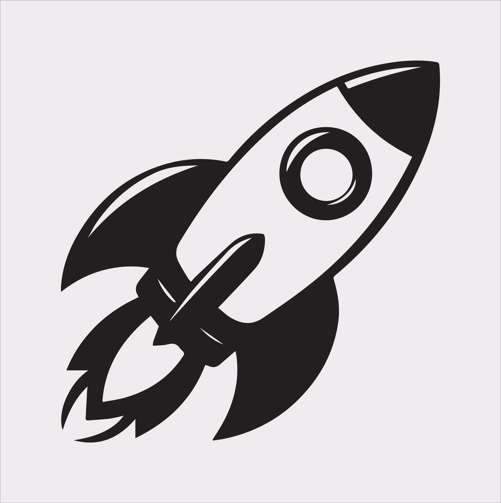 rocket silhouette on white background vector