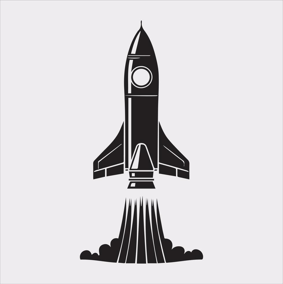 rocket silhouette on white background vector
