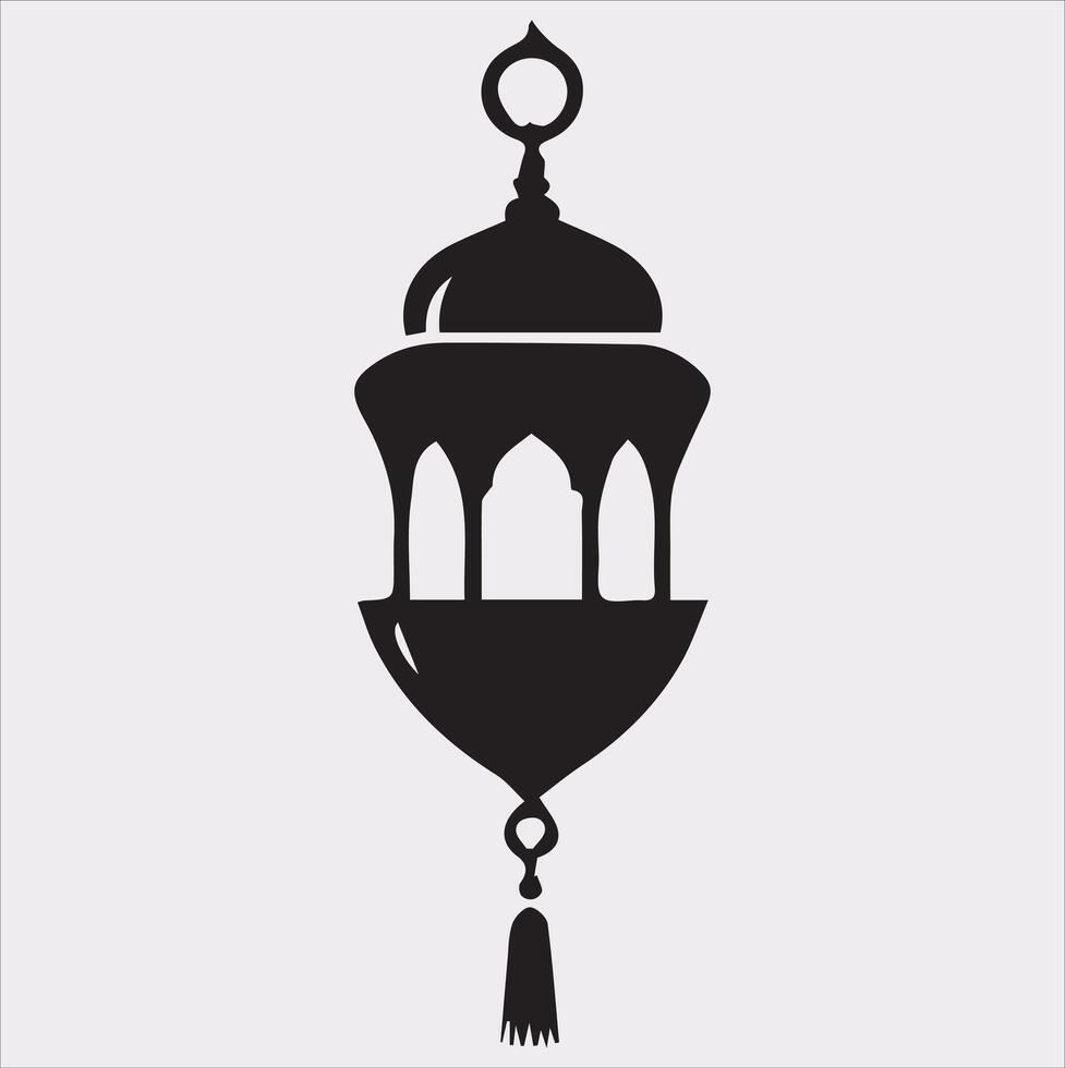 Ramadan lanterns silhouette simple and clean flat line art lamp on white background vector