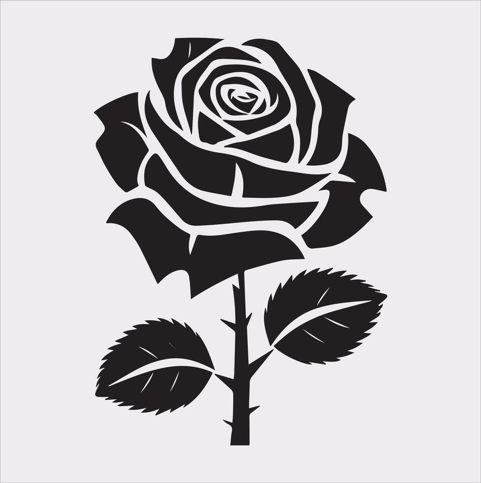 Set of rose logo icon silhouette on white background vector
