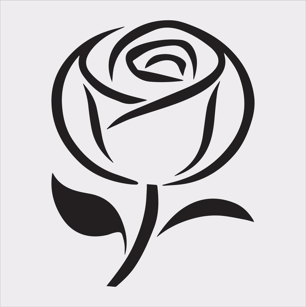 rose logo icon silhouette on white background vector
