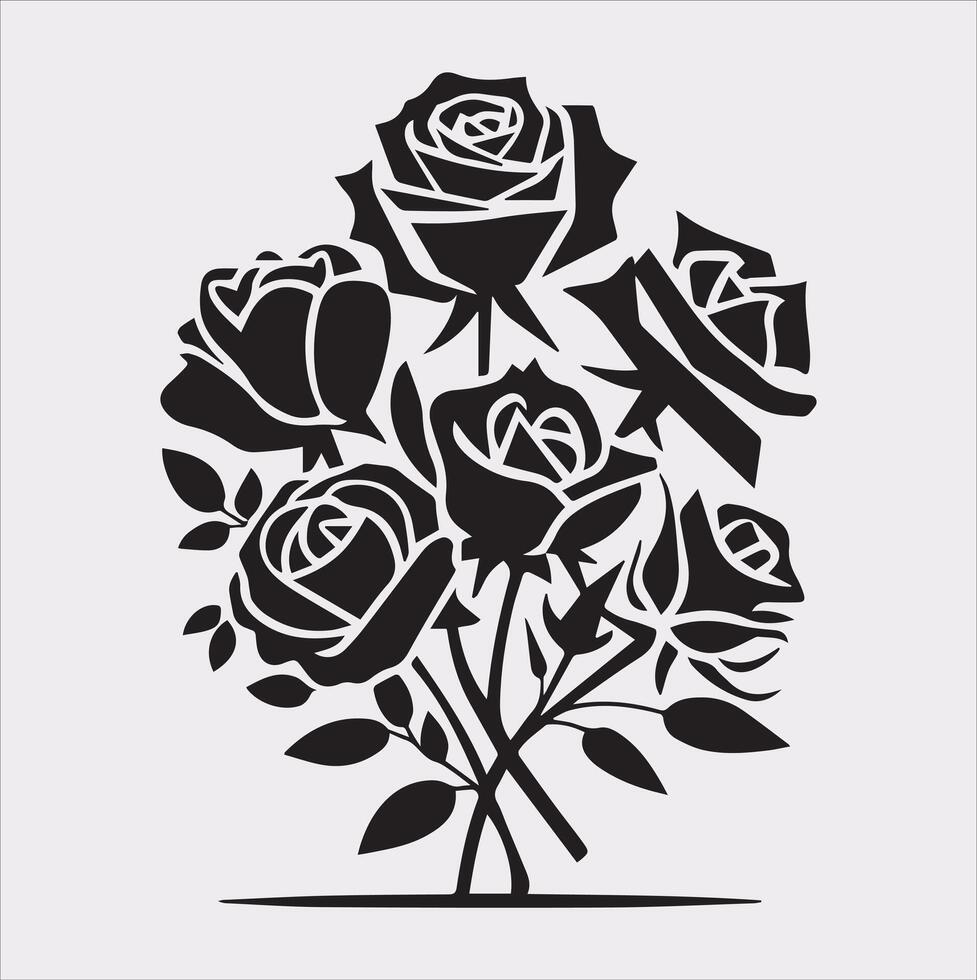 Set of rose logo icon silhouette on white background vector