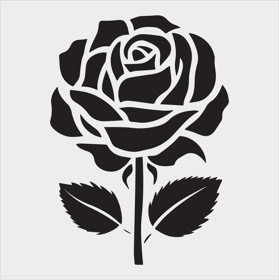 rose logo icon silhouette on white background vector