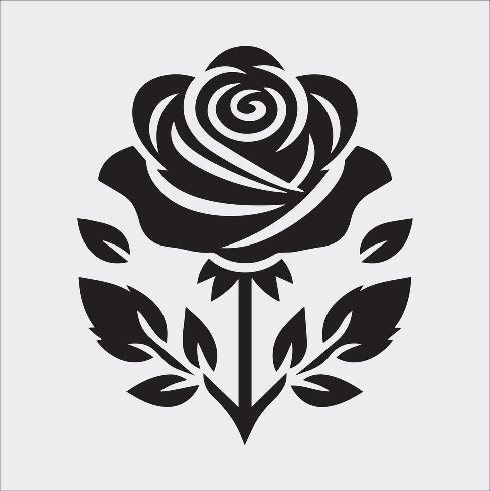 rose logo icon silhouette on white background vector