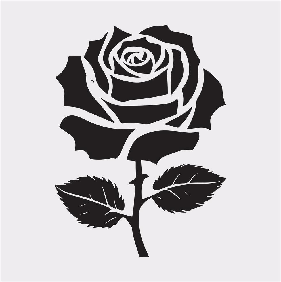 rose logo icon silhouette on white background vector
