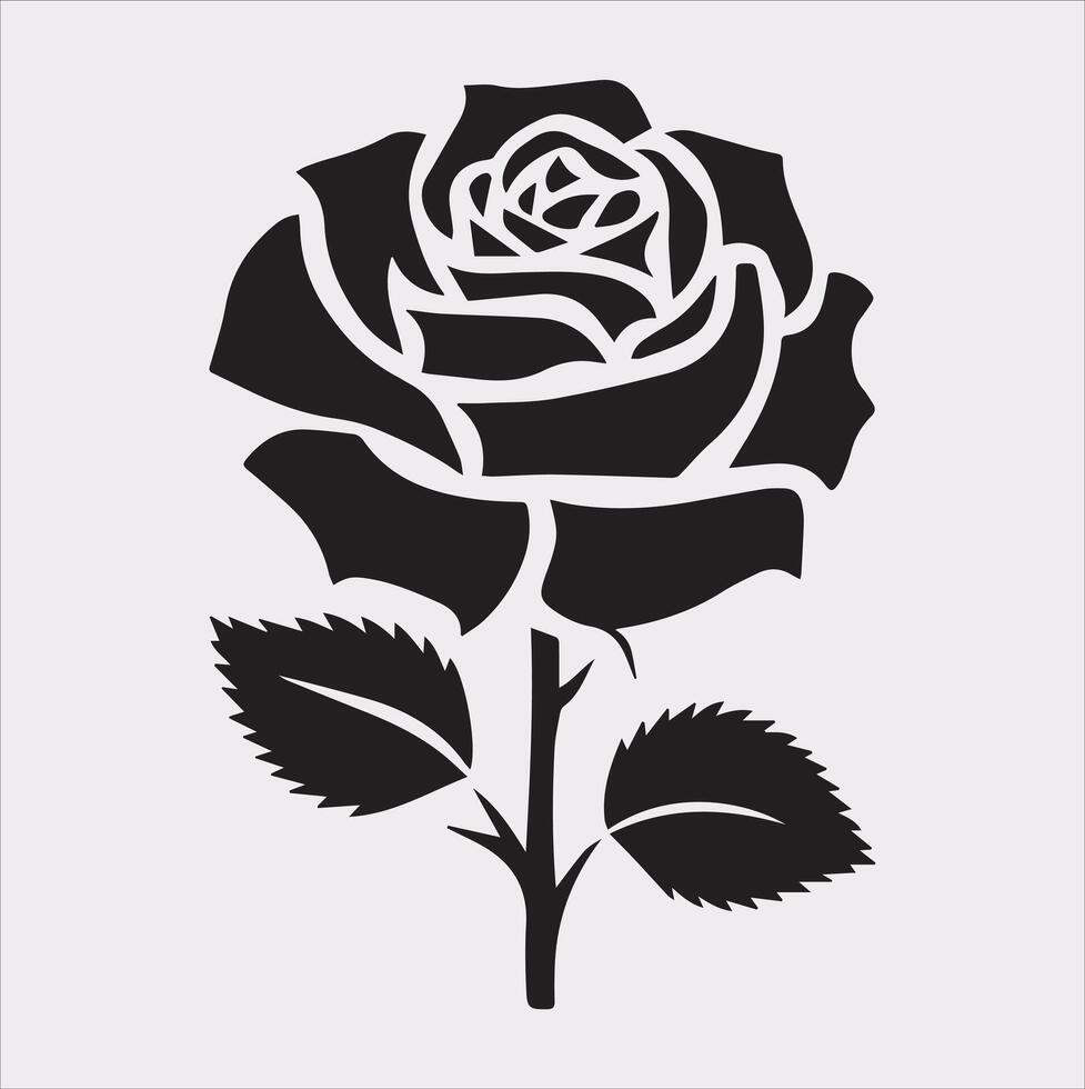 rose logo icon silhouette on white background vector