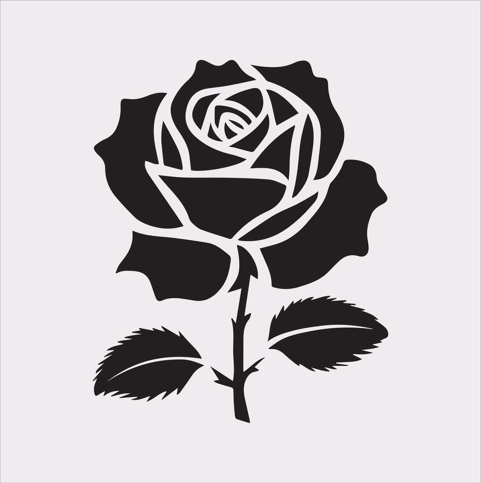 rose logo icon silhouette on white background vector
