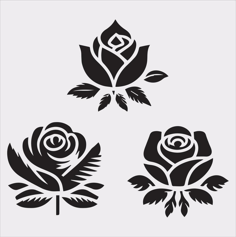 rose logo icon silhouette on white background vector