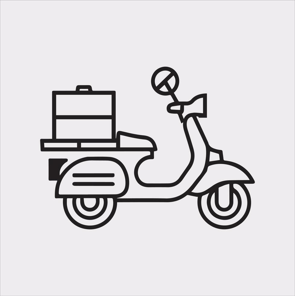 Scooter motor Courier line Art silhouette on white background vector