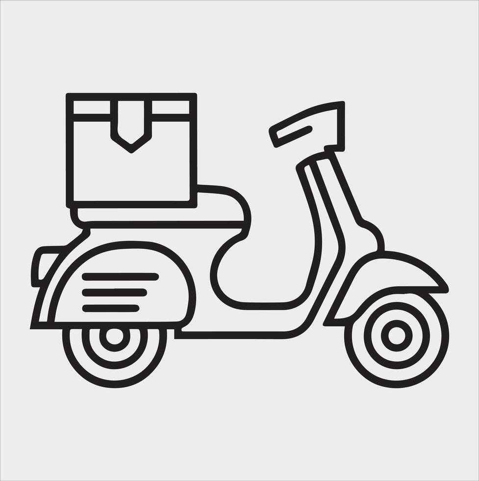Scooter motor Courier line Art silhouette on white background vector