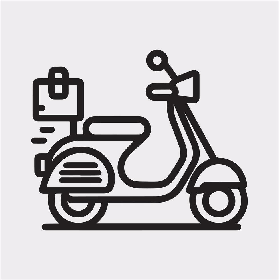 Scooter motor Courier line Art silhouette on white background vector