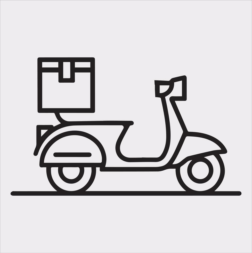Scooter motor Courier line Art silhouette on white background vector