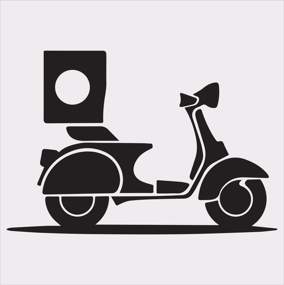Scooter motor Courier line Art silhouette on white background vector
