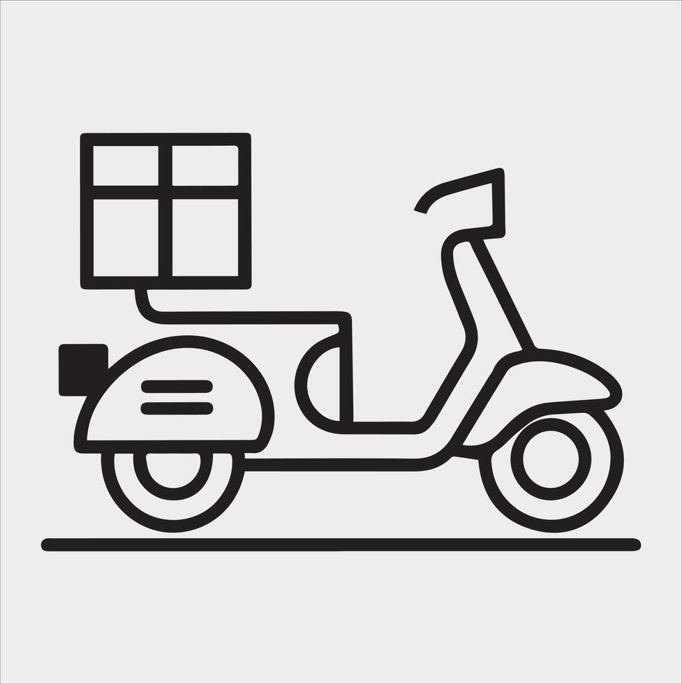 Scooter motor Courier line Art silhouette on white background vector