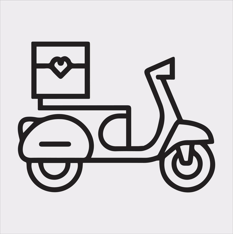 Scooter motor Courier line Art silhouette on white background vector