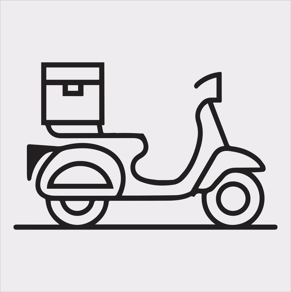 Scooter motor Courier line Art silhouette on white background vector