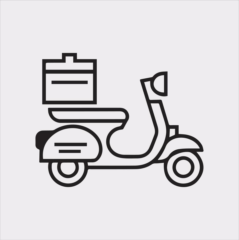 Scooter motor Courier line Art silhouette on white background vector
