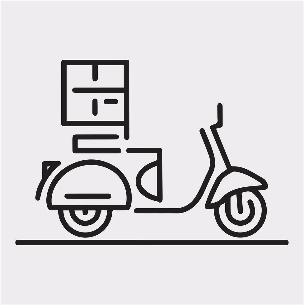 Scooter motor Courier line Art silhouette on white background vector