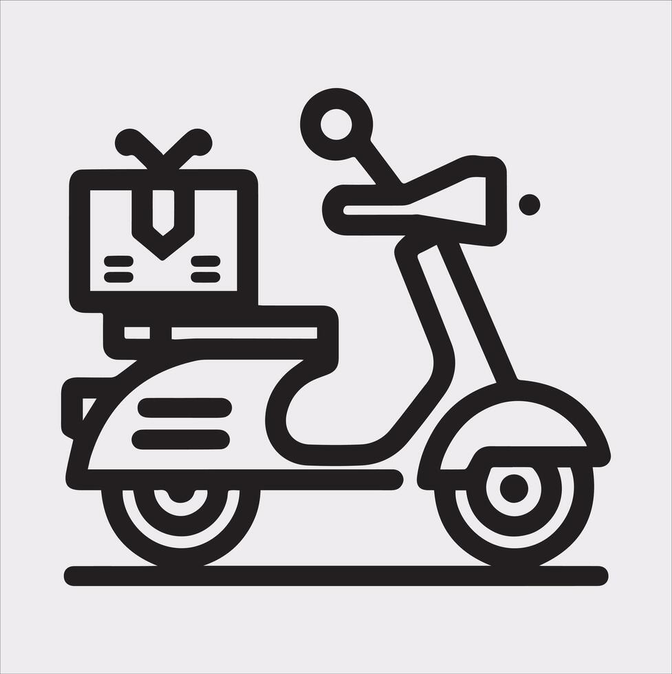 Scooter motor Courier line Art silhouette on white background vector