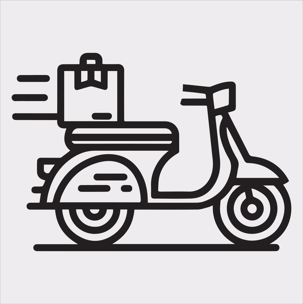 Scooter motor Courier line Art silhouette on white background vector