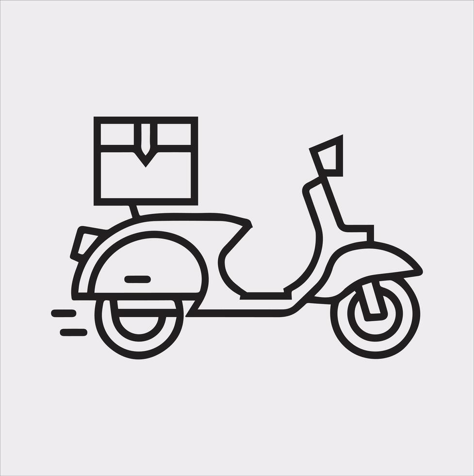 Scooter motor Courier line Art silhouette on white background vector