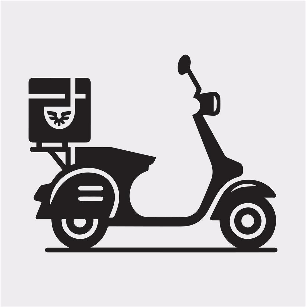 Scooter motor Courier line Art silhouette on white background vector