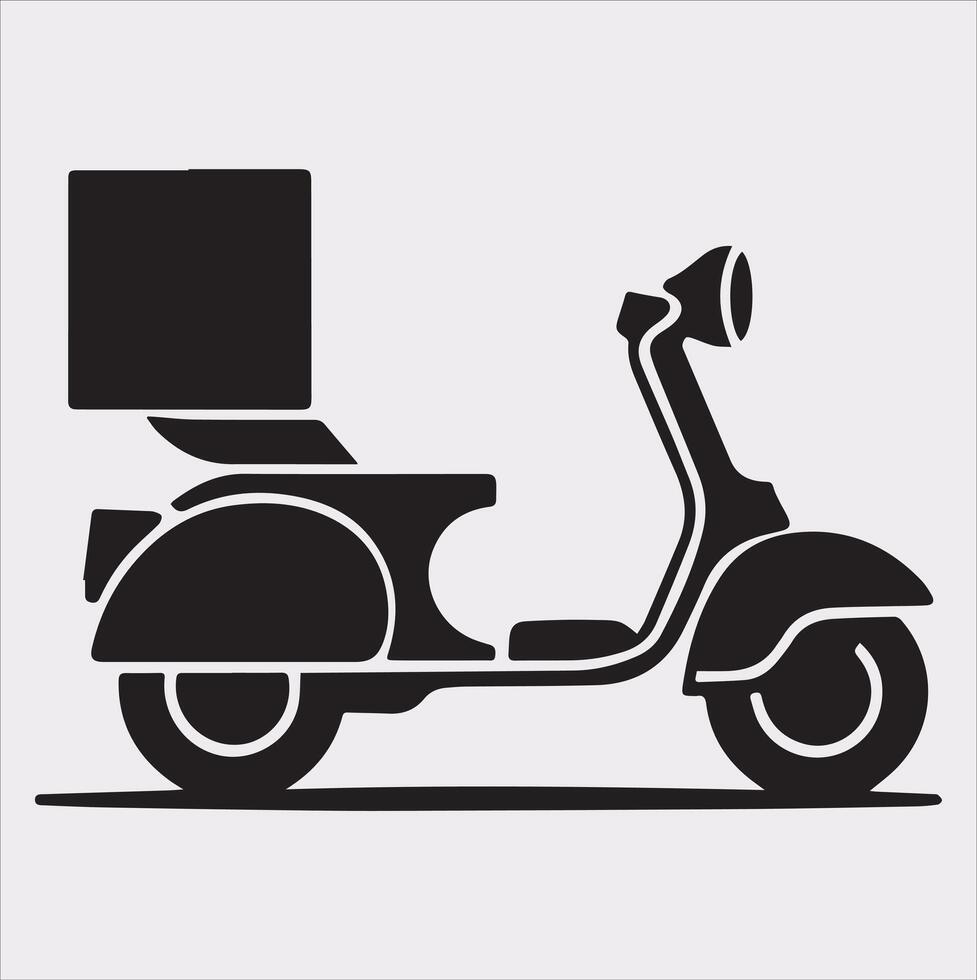 Scooter motor Courier line Art silhouette on white background vector