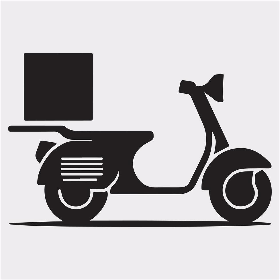 Scooter motor Courier line Art silhouette on white background vector